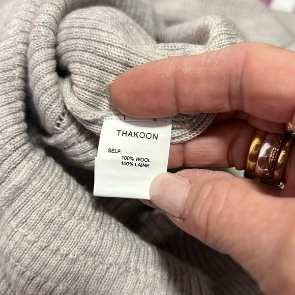 Thakoon Gray Merino Wool Long Sleeve Ruffle Hem Sweater Dress NWT M - Picture 7 of 12
